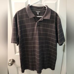 Men's Dark Gray/Black Polo Shirt by Van Heusen Size L